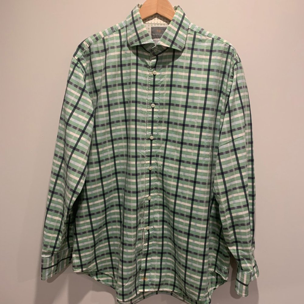 Thomas Dean Green Plaid, Long Sleeve, Button up shirt XL